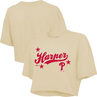 Majestic Threads Womens Majestic Threads Bryce Harper Cream Philadelphia Phillies Boxy Crop Top at Nordstrom, Size Xx-Large