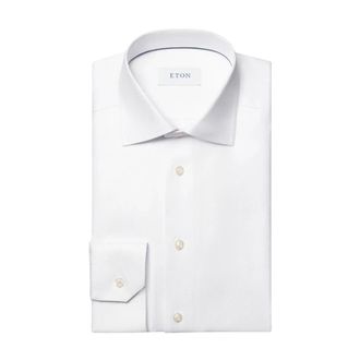 Eton Wit Twill Slim Fit Overhemd met Textuur - Heren - Zakelijke Overhemden - Wit - 3XL - Katoen - Overhemden