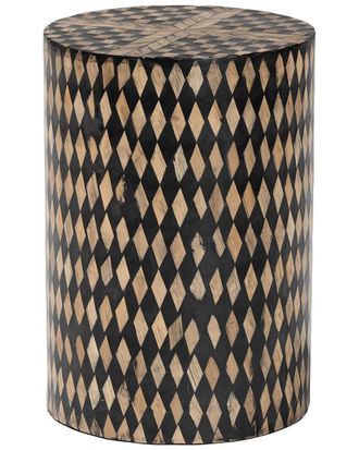 Baxton Studio Paulo Decorative End Table With Bamboo Diamond Pattern, Round
