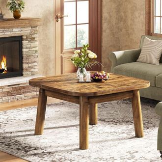Tribesigns Tribesigns Solid Wood Square Coffee Table, 31.5-Inch Farmhouse Center Table with Rounded Corners, for Living Room, Office, Apartment, Small Places
