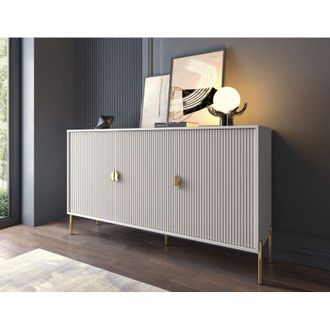 Dmora Aparador Parenti, Mueble Con Puertas Batientes, 3 Puertas, 203,4x49x83h Cm Beige