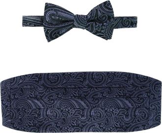 Trafalgar Store Sobee Paisley Cummerbund and Bow Tie Set in Black at Nordstrom