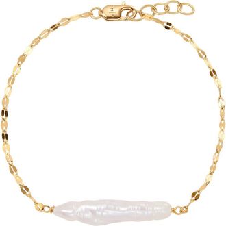 Made by Mary Baroque Pearl Bar Bracelet in Gold Vermeil at Nordstrom, Size 7