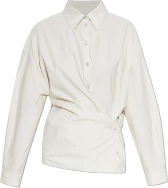 Christophe Lemaire Shirts, female, Gray, Size: XS Straight Collar Twisted Shirt