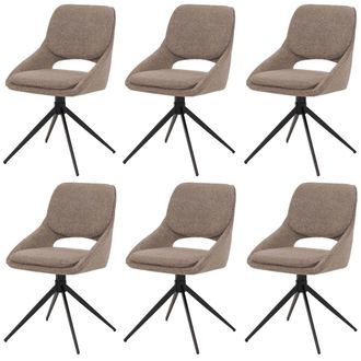 Hhg Hhg - Nunca Usado] Juego De 6 Sillas De Comedor 612, Silla De Cocina, Giratoria Con Retorno Autom&aacute;tico, Tejido Boucl&eacute; (540 G/m&sup2;) &Ouml;ko-tex, Beige