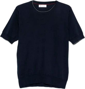 Brunello Cucinelli Cotton Lightweight Knit T-Shirt With Contrast Detai