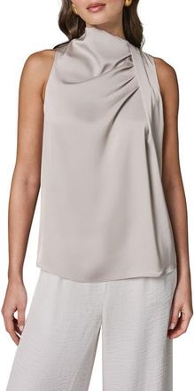 DKNY Twist Drape Shoulder Matte Satin Tank in Tuscan Grey at Nordstrom, Size Medium