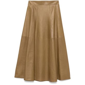 Saint Laurent Leather Midi Skirt