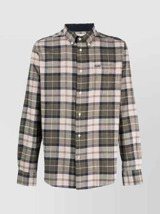 Barbour check pattern tailored shirt with chest pocket