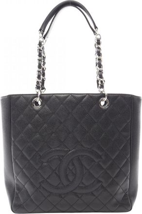Chanel Black Grained Calfskin Handbag Tote Bag (Pre-Owned)