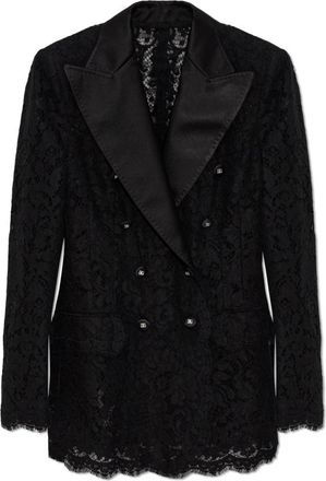 Dolce & Gabbana Lace Blazer - Dames - Blazers - Zwart - M - Leer - Jassen