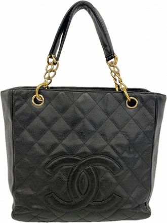 Chanel Black Grained Calfskin Tote Bag (Pre-Owned)