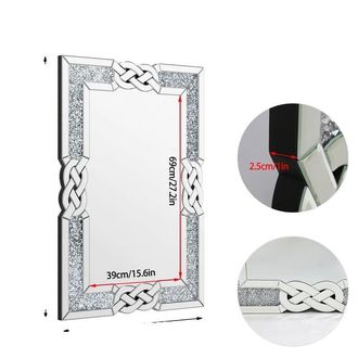OEM Espejo De Pared Con Marco Decorativo Y Diversas Opciones De Montaje, Color Plata, 90x60cm