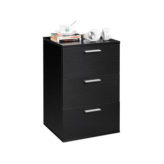 Yaheetech Yaheetech - Mesilla De Noche Con Tres Cajones De Dormitorio Habitaci&oacute;n Mesita Organizadora Para Sal&oacute;n Esquina Madera Vers&aacute;til Negro