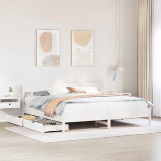 vidaXL Vidaxl - Estructura De Cama Sin Colch&oacute;n Madera Maciza Blanca 200x200 Cm