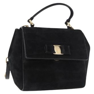 Ferragamo Pre-owned Handbags, female, Black, Size: ONE SIZE Pre-owned Suede Shoulder Bag