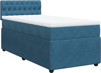 vidaXL Cama Box Spring Con Colch&oacute;n Terciopelo Azul Oscuro 80x200 Cm Vidaxl