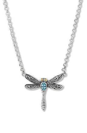 Samuel B. Sterling Silver & 18k Gold Dragonfly Pendant Necklace in Blue at Nordstrom Rack