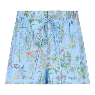 Gucci Beachwear, female, Blue, Size: XS Silk Printed Twill Bermuda
