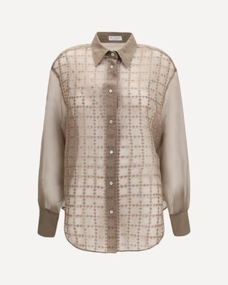 Brunello Cucinelli Sheer checked Shirt Female L