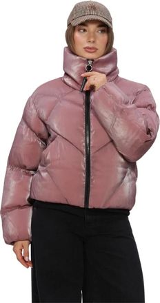 KRAKATAU Nebula Short Puffer Jacket - Dames - Jassen - Roze - Maat: XS Zijde