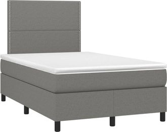 vidaXL Vidaxl - Cama Box Spring Con Colch&oacute;n Y Led Tela Marr&oacute;n Oscuro 120x190 Cm