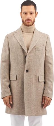 Brooks Brothers Lichtbruine Herringbone Tweed Wollen Jas - Heren - Mantel - Bruin - M - Wol - Jassen