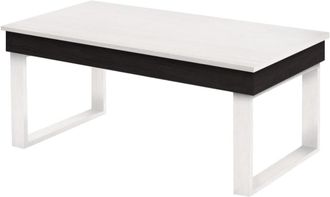 HOGAR 24 Mesa Centro Elevable Madera Maciza Acabado Negro y Blanco