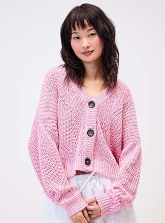 Twik Womens Shaker-rib V-neck Cardigan Sweater