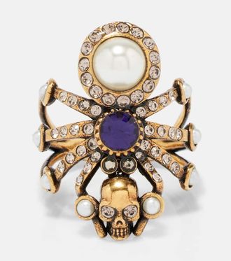 ネックレス・ペンダント alexander mcqueen Alexander McQueen Bijoux Golden NEW $590 ALEXANDER MCQUEEN Gold Tone Brass SKULL LOGO SKULL