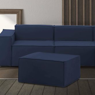 Talamo Italia Talamo Italia - Puff Barbara, Otomana De La Sala De Estar, 100% Made In Italy, Sill&oacute;n Relax En Tela Tapizada, 80x70h43cm, Azul, Con Embalaje Reforzado