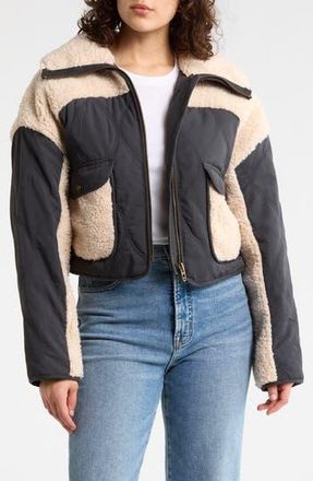 Blank NYC Fleece Trim Nylon Jacket in Settling Down at Nordstrom Rack, Size X-Small