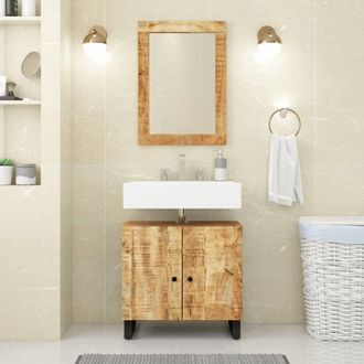 vidaXL Mueble De Lavabo Madera Mango Y Madera Ingenier&iacute;a 62x33x58 Cm Vidaxl