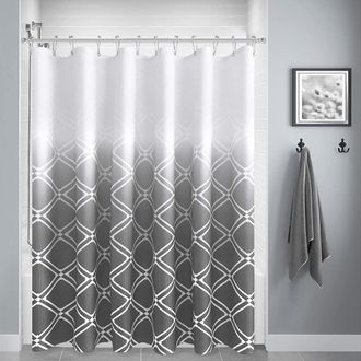 OEM Cortina De Ducha Gris Degradada, Estampado Geom&eacute;trico Moderno, Impermeable, Lavable A M&aacute;quina, 182 Cm X 182 Cm, 12 Ganchos