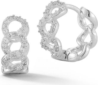 Glaze Jewelry Cubic Zirconia Curb Link Huggie Hoop Earrings in Silver at Nordstrom Rack