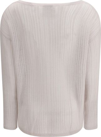 Allude Womens Sweater Rib-Knit Crewneck White Cashmere (capra Hircus)
