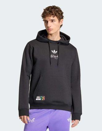 adidas adidas Performance - Originals - Felpa con cappuccio nera con stampa Bob Marley-Nero
