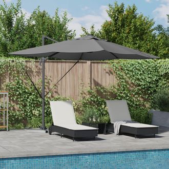 Berkfield Home Cantilever Roma Parasol with LEDs Anthracite 352x251x265 cm Aluminium | Size: 352 x 251 x 265 cm