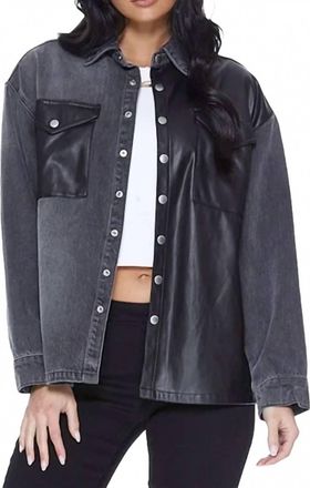 Blue Revival Womens Denim Leather Jacket In Blue