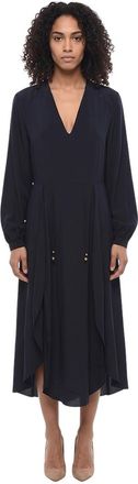 Stella McCartney Blue Solid V Neck Midi Dress