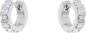 Reiss Liza Linear Crystal Huggie Hoop Earrings in Silver Tone /Clear Crystal at Nordstrom