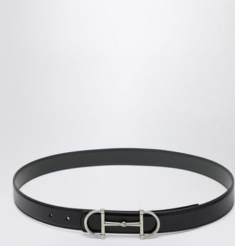 Gucci Reversible Black/Dark Grey Belt With Horsebit Buckle