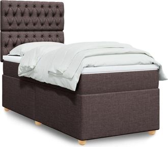vidaXL Vidaxl - Cama Box Spring Con Colch&oacute;n Tela Marr&oacute;n Oscuro 100x200 Cm