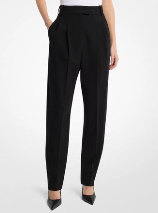 Michael Kors Dru Pleated Stretch Tissue Wool Crepe Trousers