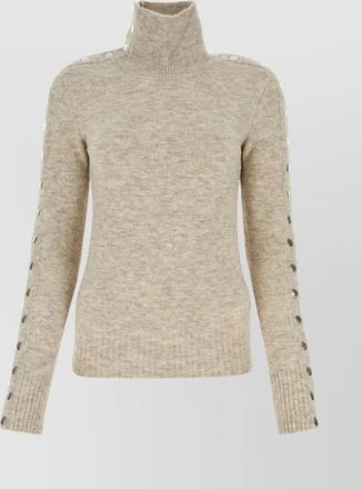 Isabel Marant sand blend turtleneck sweater with button embellishments