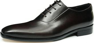 Generic Mens Lace Up Wedding Dress Shoes Pointed Toe Formal Business Shoes Low Block Heel Dress Oxfords,Brown1,4.5 UK