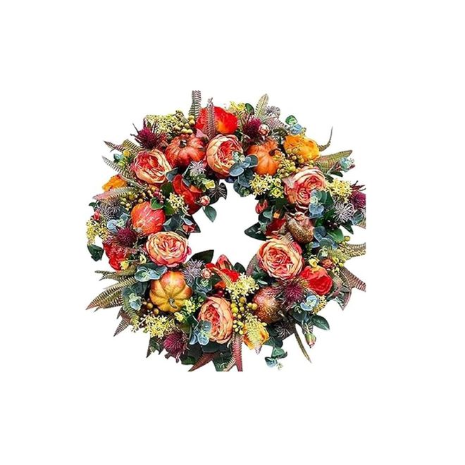 Generic Türkranz Herbstkranz Haustür Sonnenblumen Kranz Ganzjährig Weihnachten Hängen Tür Kranz Modern Türkranz Außen Personalisiert Blumenkranz Deko (Green, ab 13,99 €