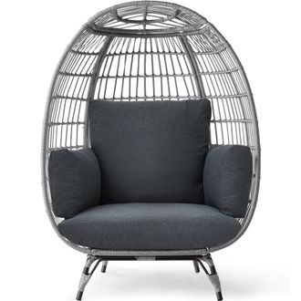 Best Choice Products Wicker Egg Chair Oversized Indoor Outdoor Patio Lounger w/ Steel Frame, 440lb Capacity