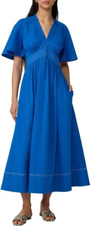 Diane Von F&uuml;rstenberg Dawn Stretch Cotton Poplin Midi Dress in Carfu at Nordstrom, Size 10