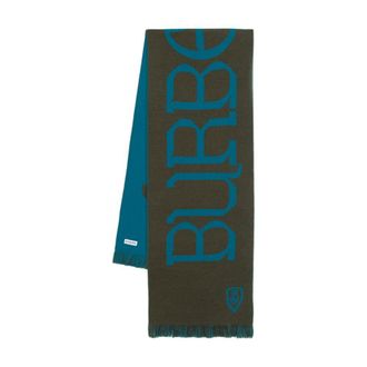 Burberry Unisex Wool Logo-Print Scarf Green
